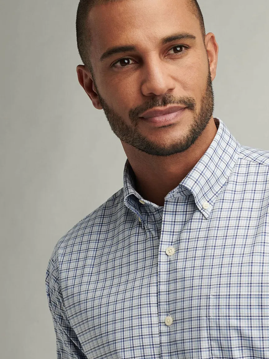 Peter Millar Albert Crown Lite Cotton-Stretch Sport Shirt in Blue Freesia