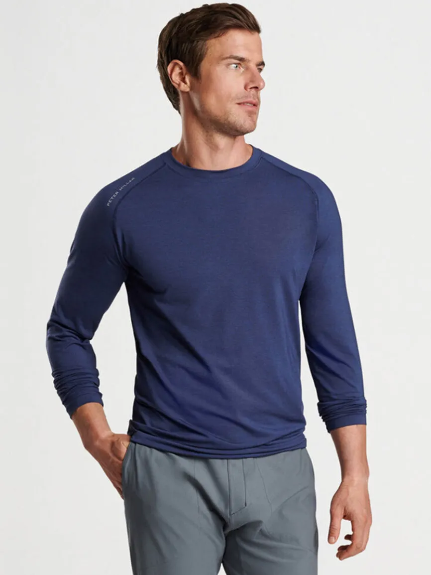 Peter Millar Aurora Performance Long-Sleeve T-Shirt in Navy