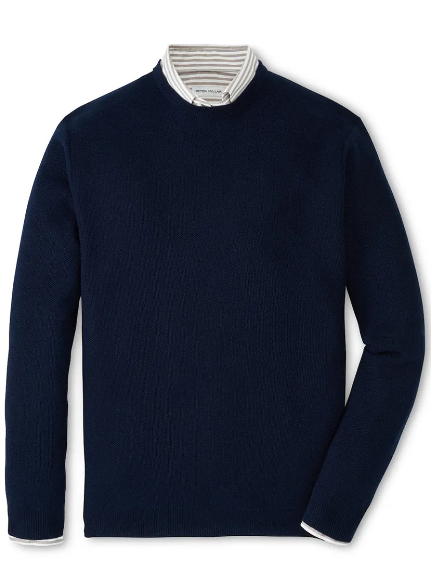 Peter Millar Autumn Crest Honeycomb Crewneck Sweater in Navy