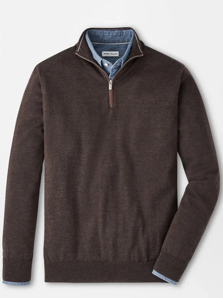 Peter Millar Autumn Crest Suede Trim Quarter-Zip in French Press