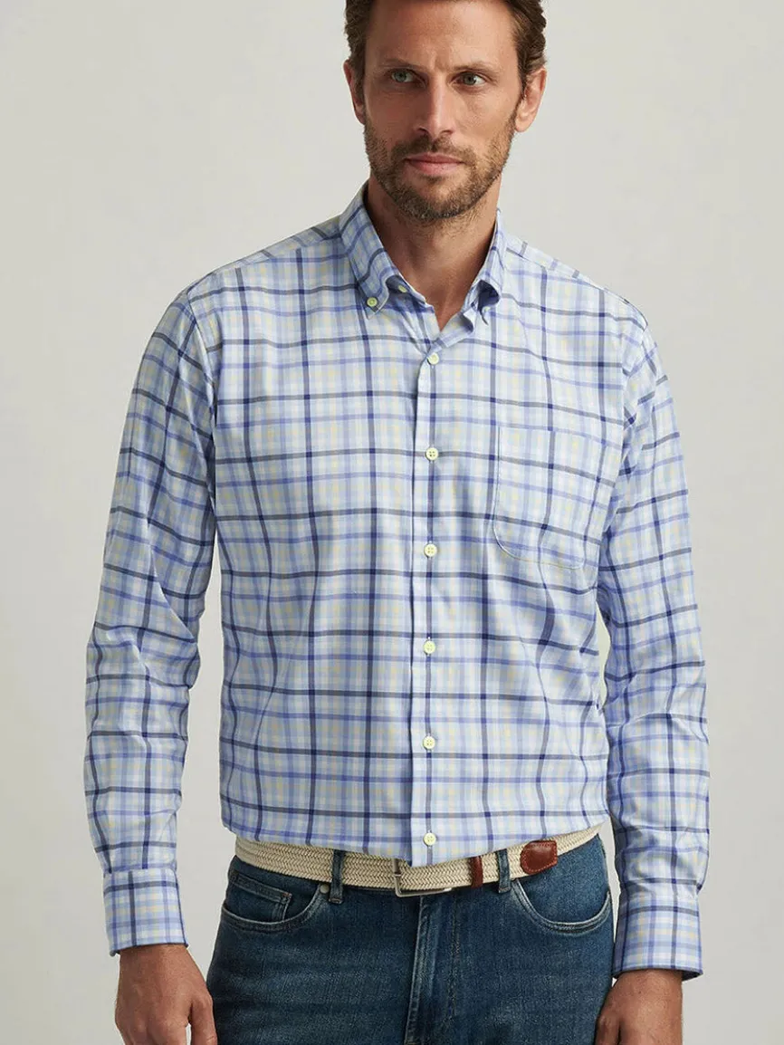 Peter Millar Chambly Crown Lite Cotton-Stretch Sport Shirt in Morning Blue