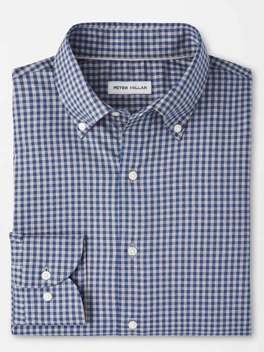 Peter Millar Conway Crown Lite Cotton-Stretch Sport Shirt in Gale Grey