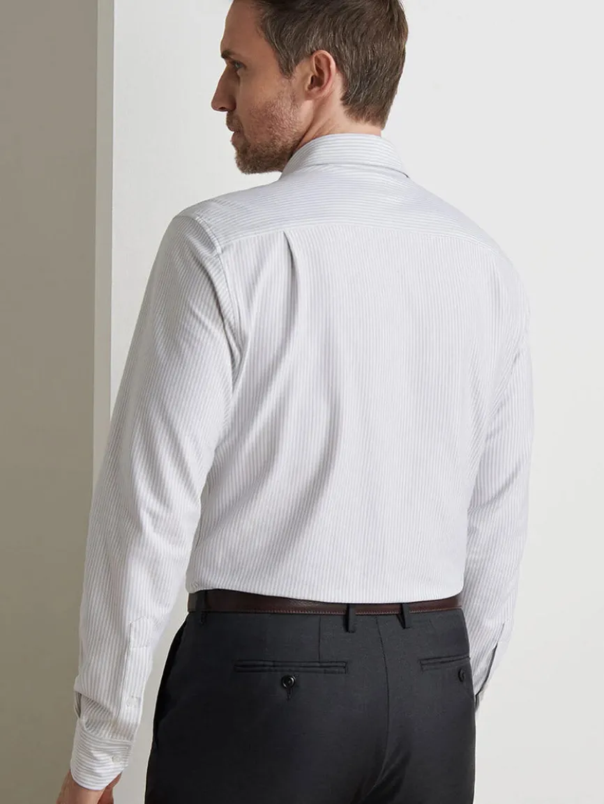 Peter Millar Excursionist Flex Stripe Sport Shirt in British Grey