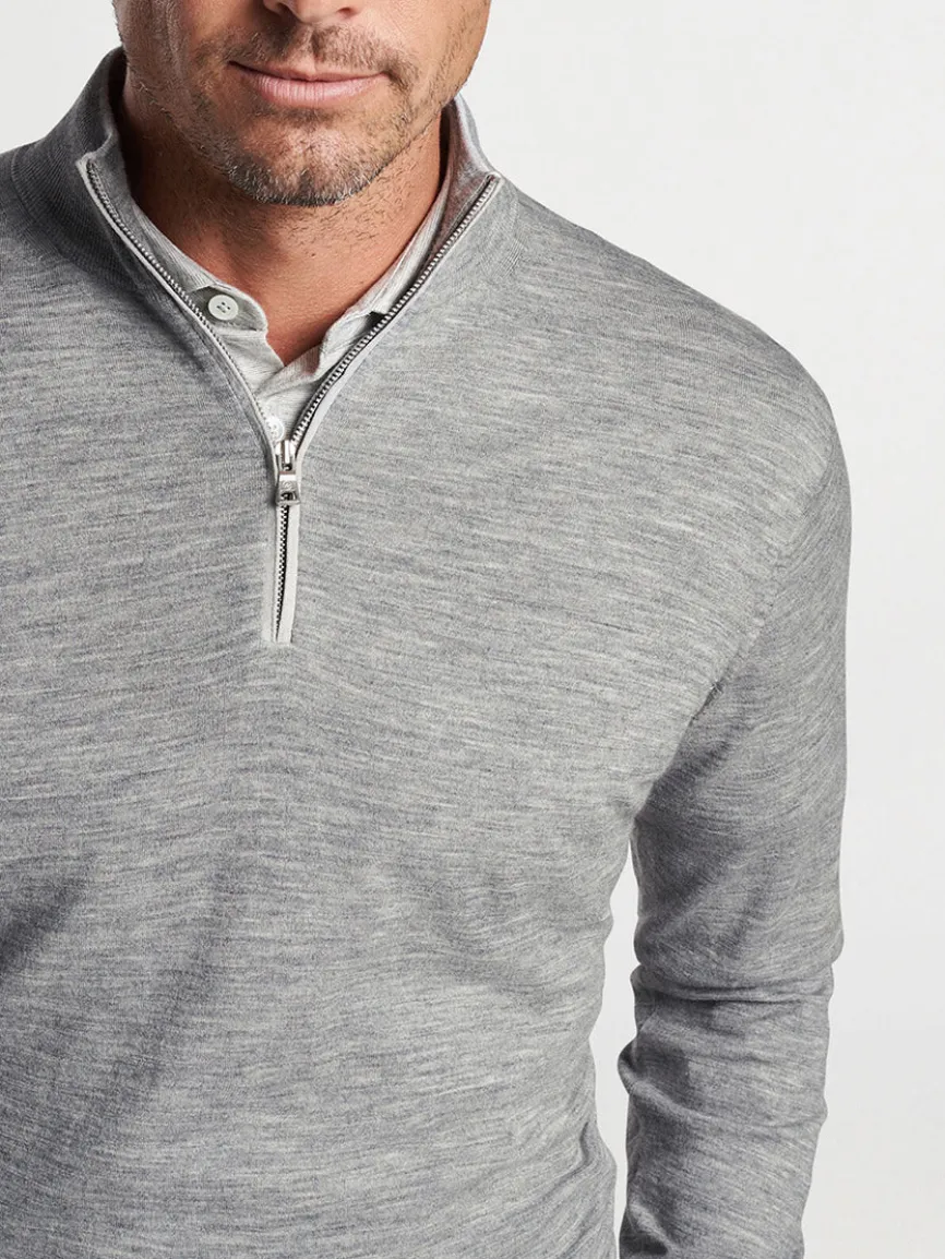 Peter Millar Excursionist Flex Quarter-Zip in Gale Grey