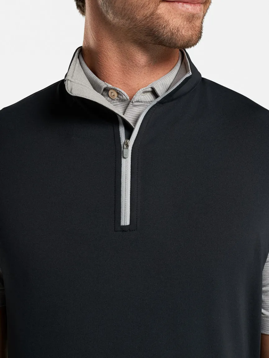 Peter Millar Galway Performance Quarter-Zip Vest in Black