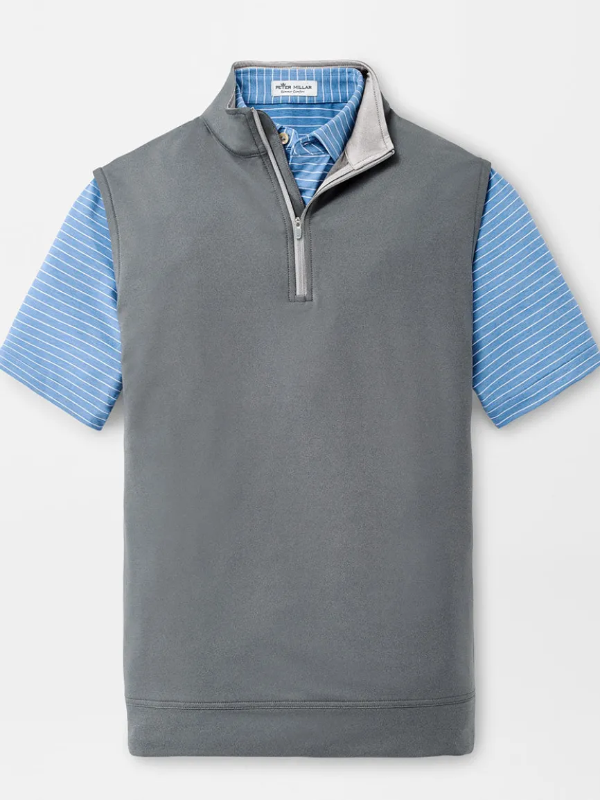 Peter Millar Galway Performance Quarter-Zip Vest in Iron