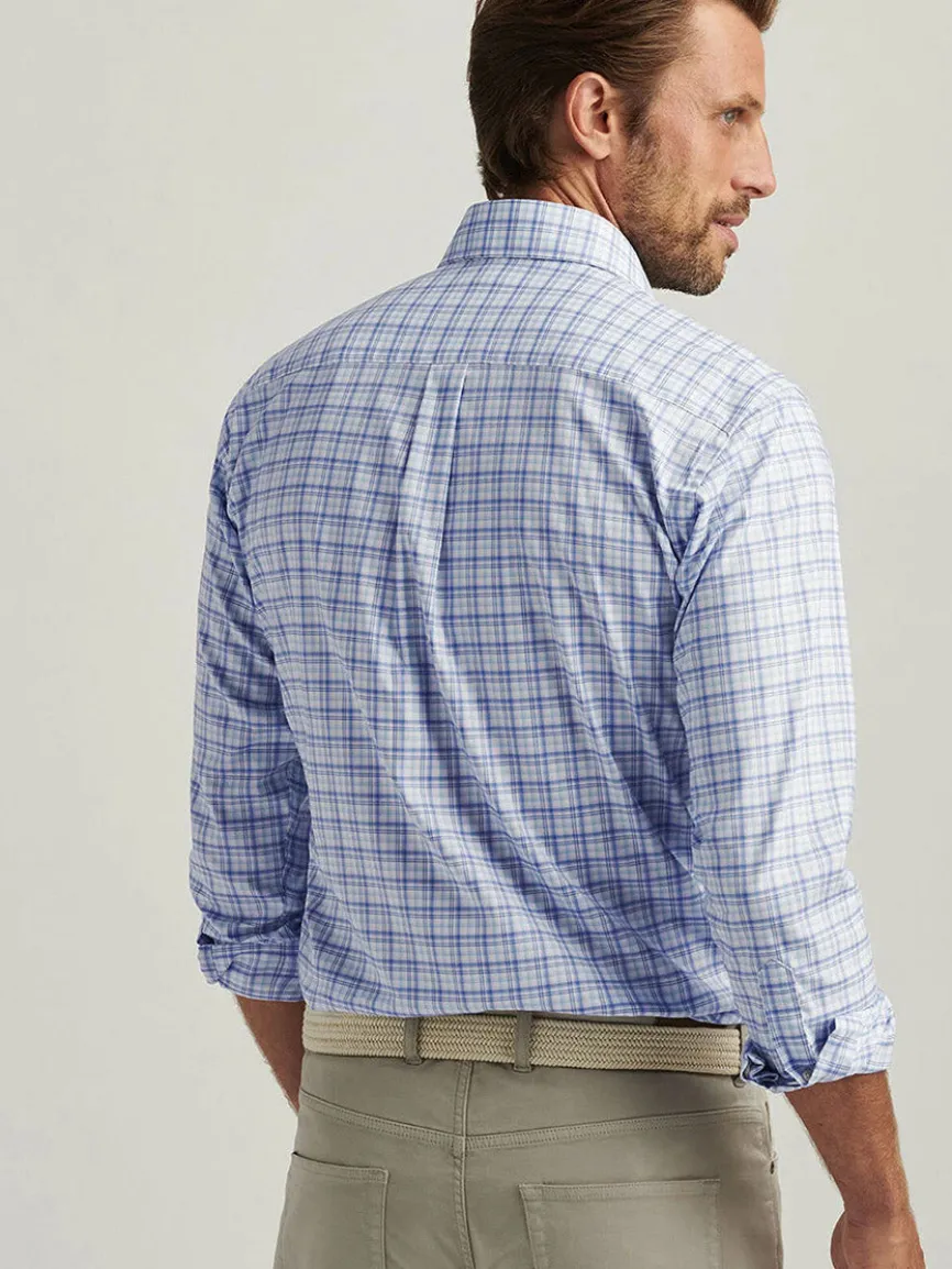 Peter Millar Garrow Crown Lite Cotton-Stretch Sport Shirt in Blue Freesia