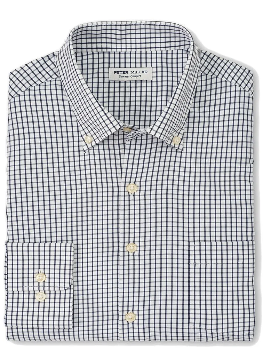Peter Millar Hanford Performance Twill Sport Shirt in Navy