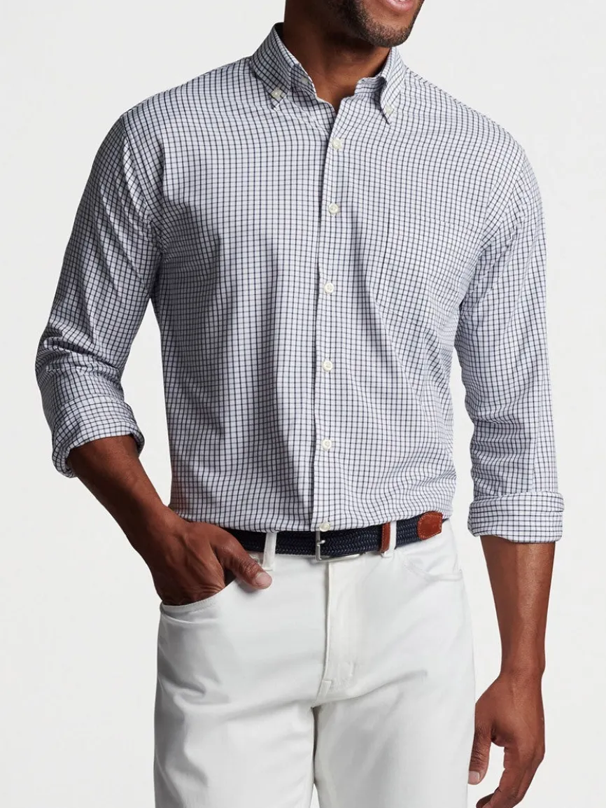 Peter Millar Hanford Performance Twill Sport Shirt in Navy