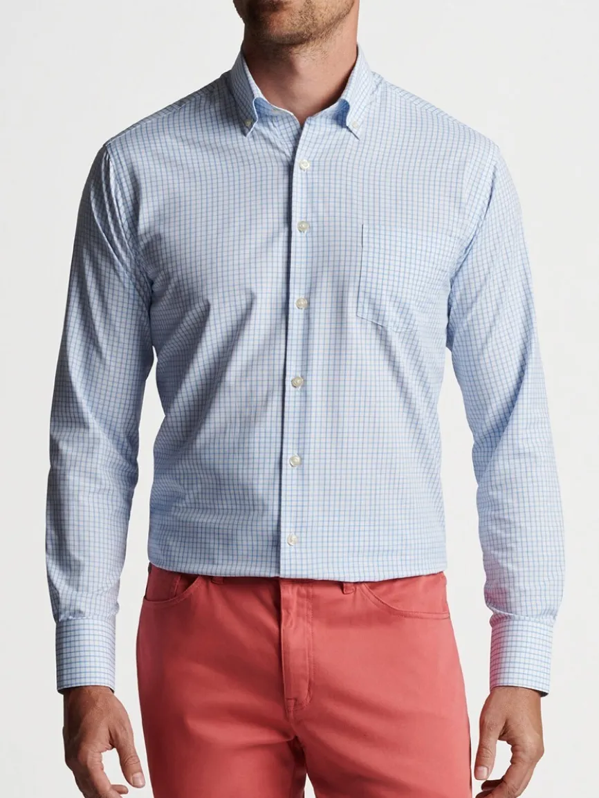 Peter Millar Hanford Performance Twill Sport Shirt in Cottage Blue