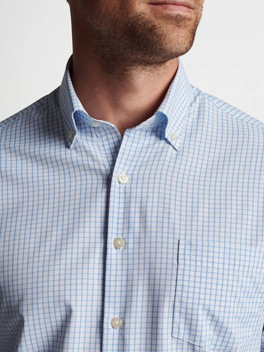 Peter Millar Hanford Performance Twill Sport Shirt in Cottage Blue