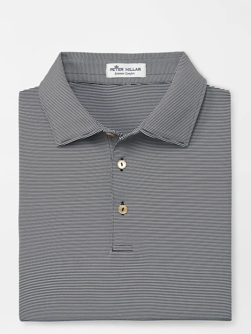Peter Millar Jubilee Stripe Performance Polo in Black