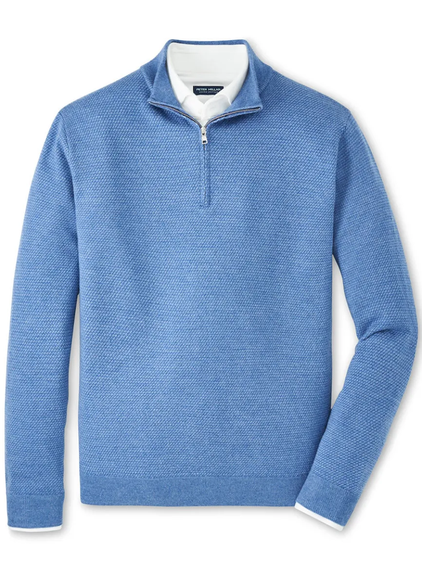 Peter Millar Keene Quarter-Zip Sweater in Lunar Blue