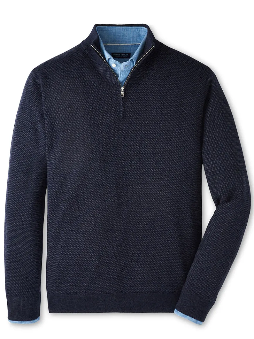 Peter Millar Keene Quarter-Zip Sweater in Navy