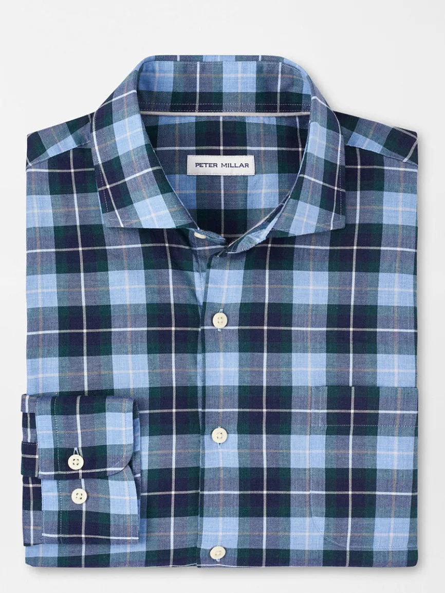 Peter Millar Langley Summer Soft Cotton Sport Shirt in Cottage Blue