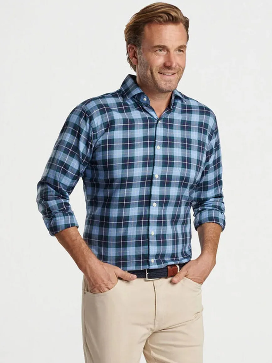 Peter Millar Langley Summer Soft Cotton Sport Shirt in Cottage Blue