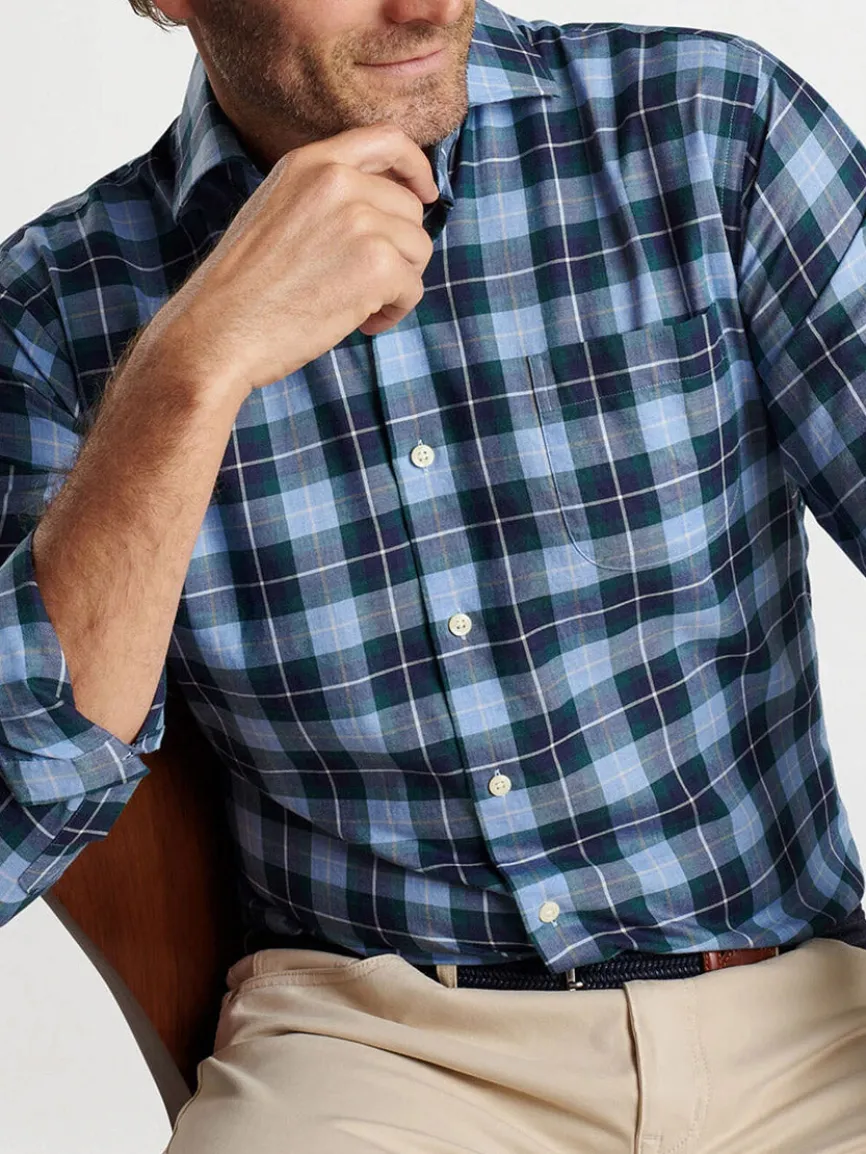 Peter Millar Langley Summer Soft Cotton Sport Shirt in Cottage Blue