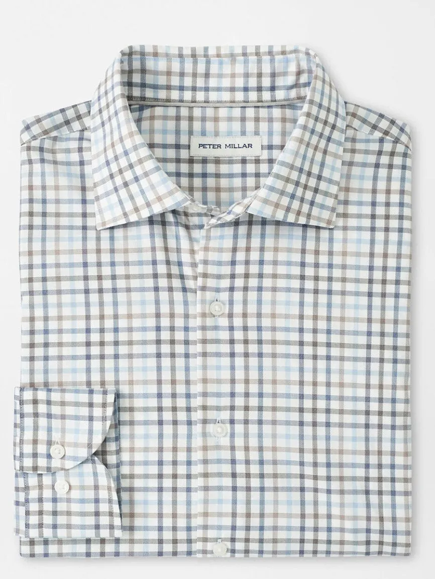 Peter Millar North Coast Crown Lite Cotton-Stretch Sport Shirt in Blue Haze