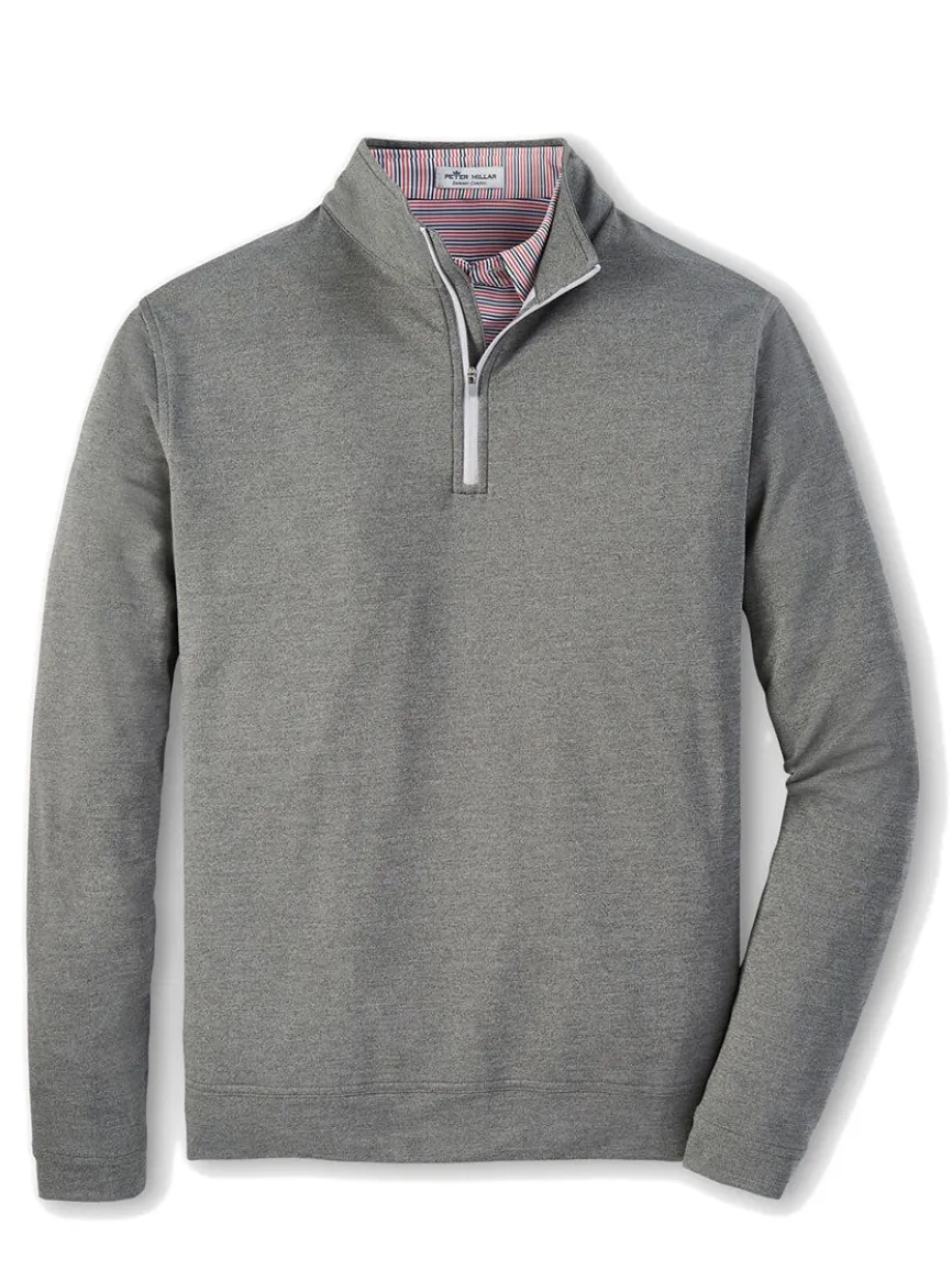 Peter Millar Perth Melange Performance Quarter-Zip in Smoke
