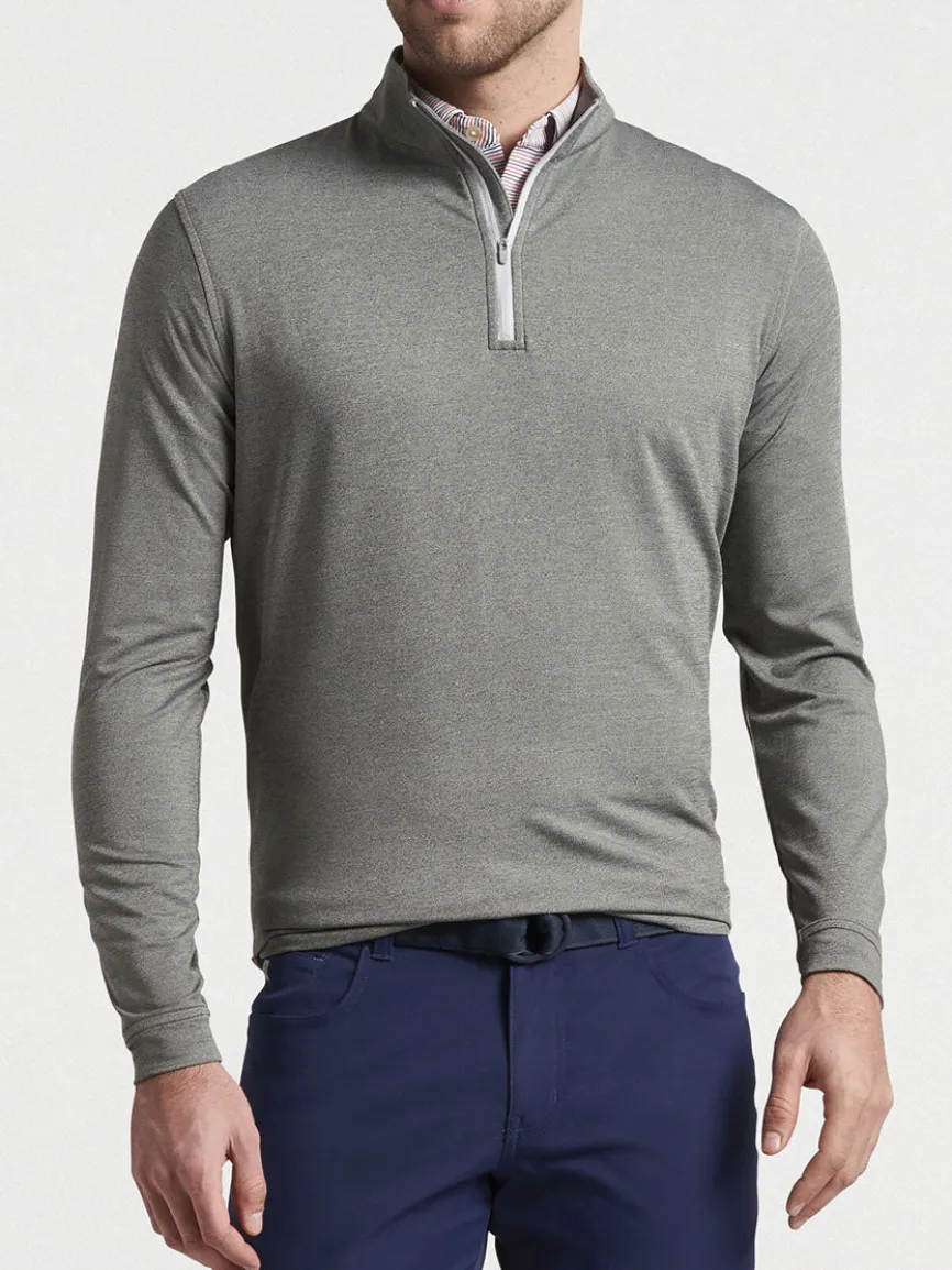 Peter Millar Perth Melange Performance Quarter-Zip in Smoke