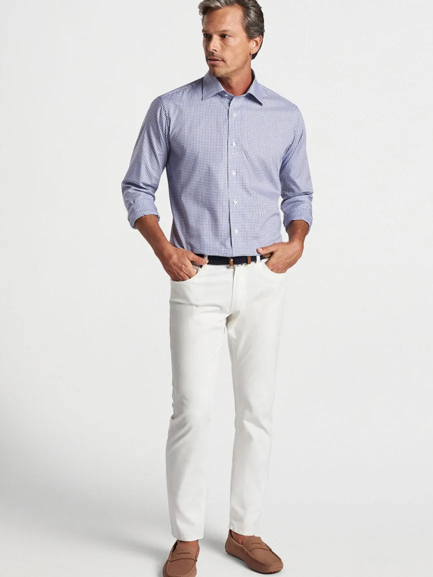 Peter Millar Renato Cotton Sport Shirt in Atlantic Blue