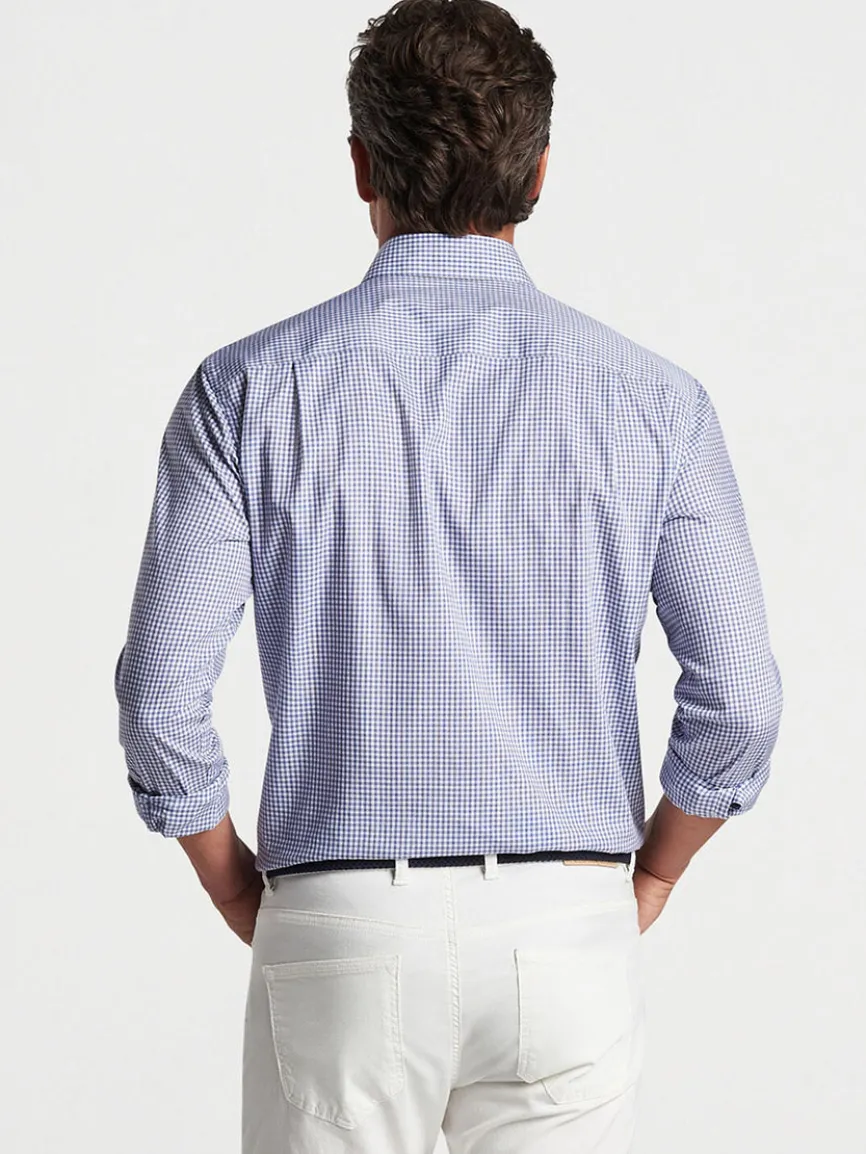 Peter Millar Renato Cotton Sport Shirt in Atlantic Blue