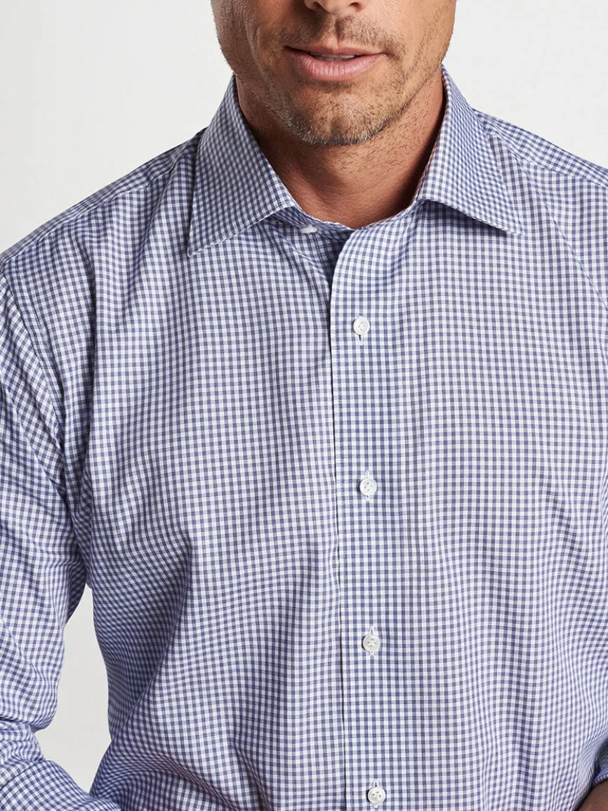 Peter Millar Renato Cotton Sport Shirt in Atlantic Blue