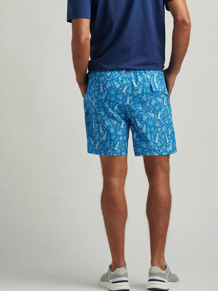 Peter Millar Saltwater Spirits Swim Trunk in Blue Macaw