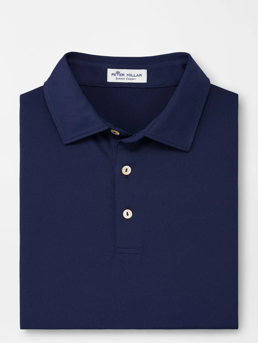 Peter Millar Solid Performance Mesh Polo in Navy