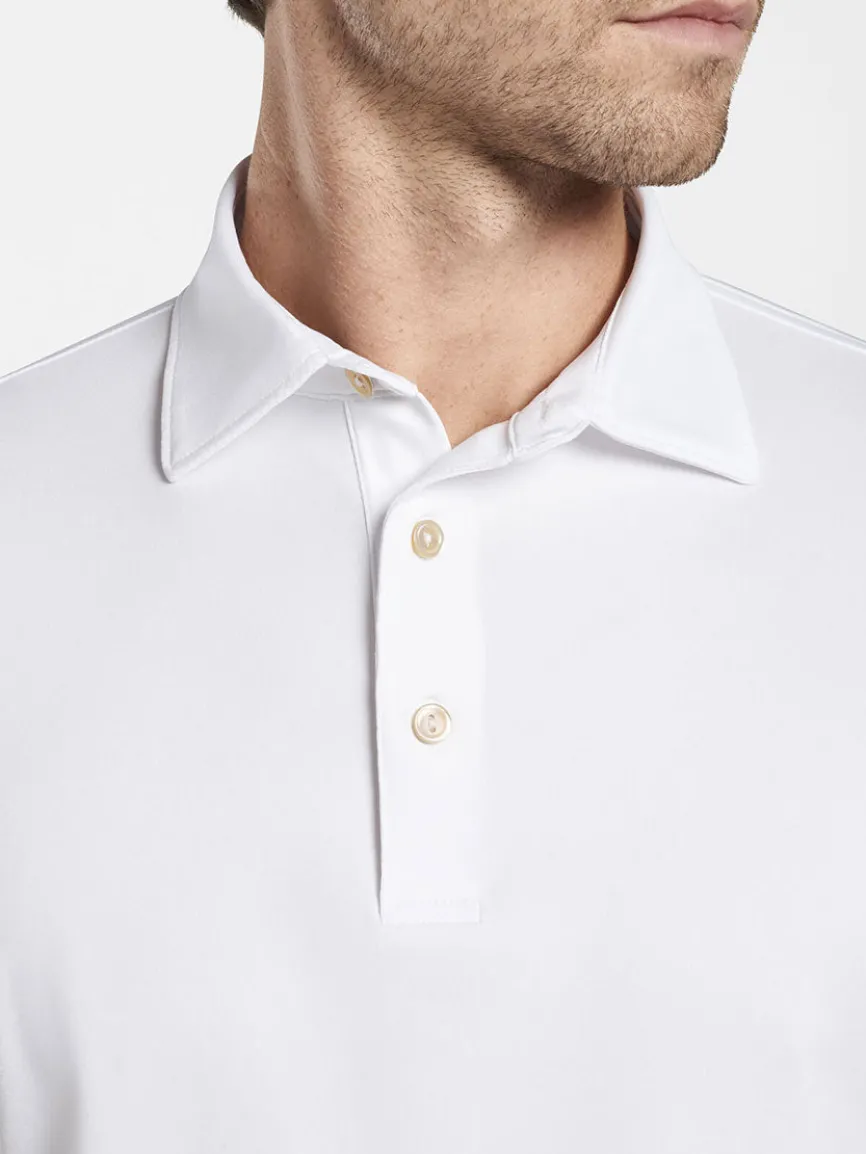 Peter Millar Solid Long-Sleeve Performance Jersey Polo in White