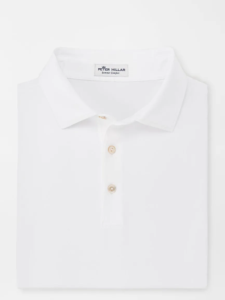 Peter Millar Solid Performance Jersey Polo in White [Sean Self Collar]