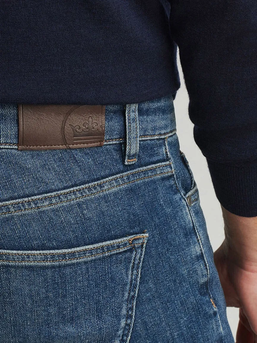 Peter Millar Vintage Washed Five-Pocket Denim in True Blue Wash