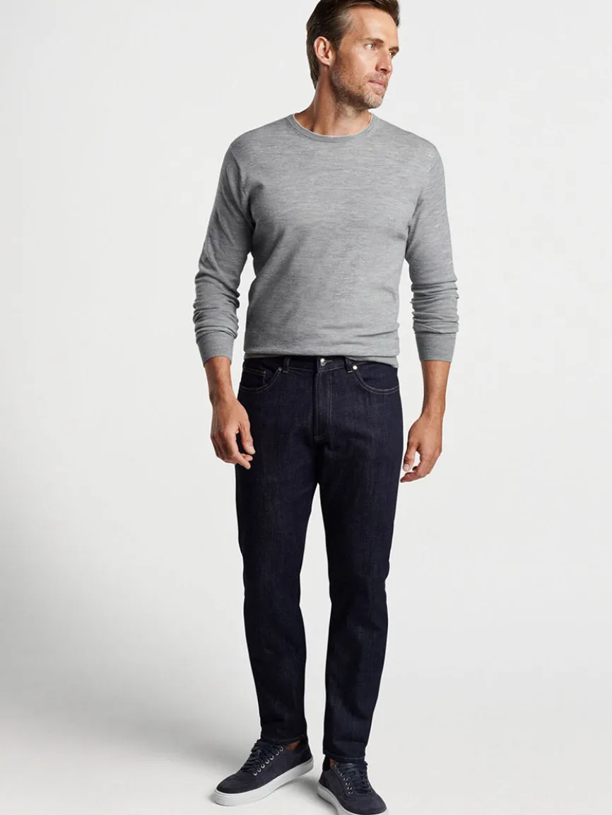 Peter Millar Vintage Washed Five-Pocket Denim in Dark Indigo