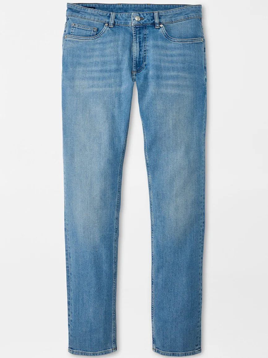 Peter Millar Vintage Washed Five-Pocket Denim in Stone Washed Blue