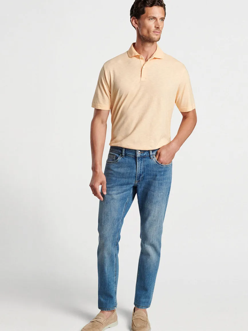 Peter Millar Vintage Washed Five-Pocket Denim in Stone Washed Blue