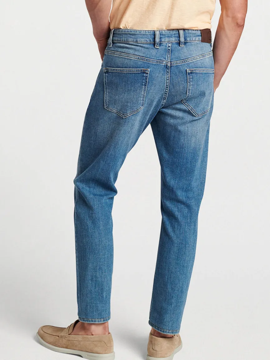 Peter Millar Vintage Washed Five-Pocket Denim in Stone Washed Blue