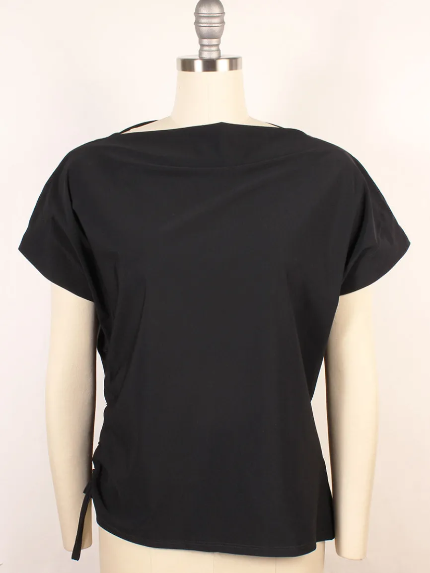 Porto Mondrian Ruched Sleeveless Top in Black