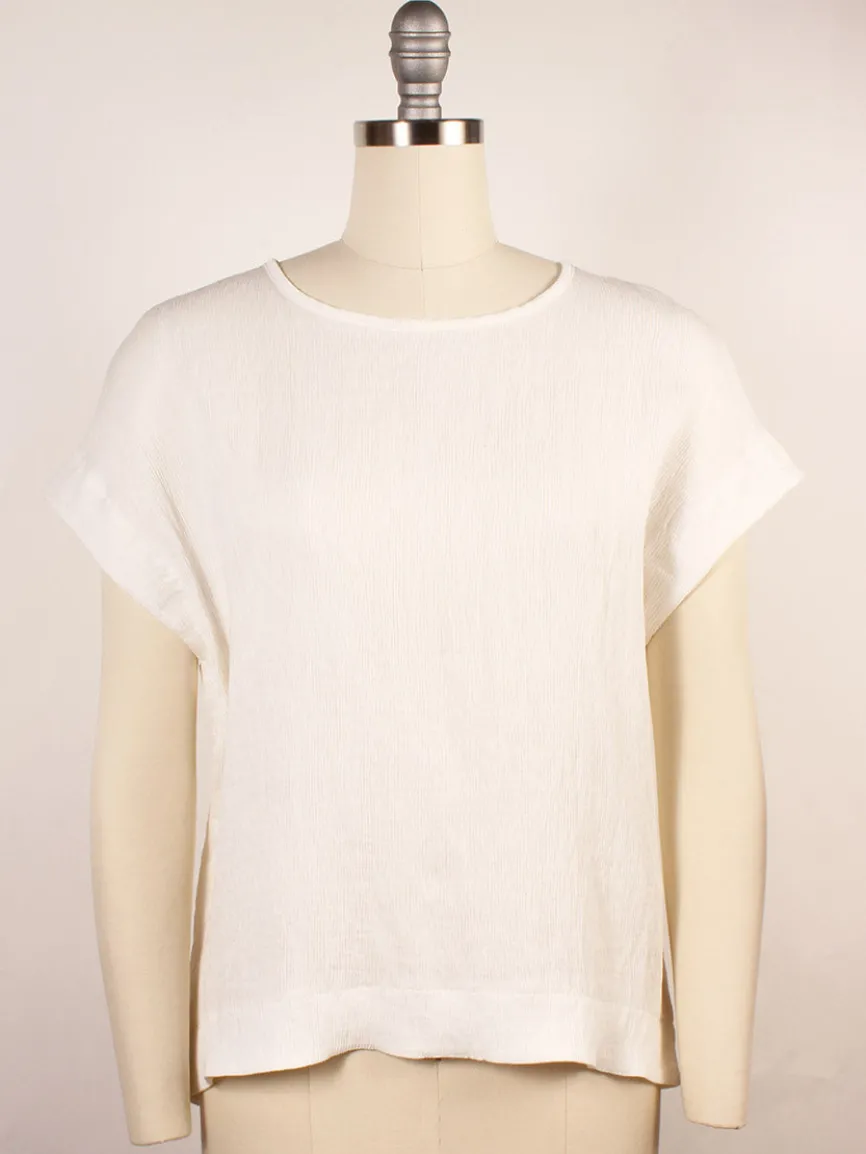 Porto Sabrina Pleated Top in White