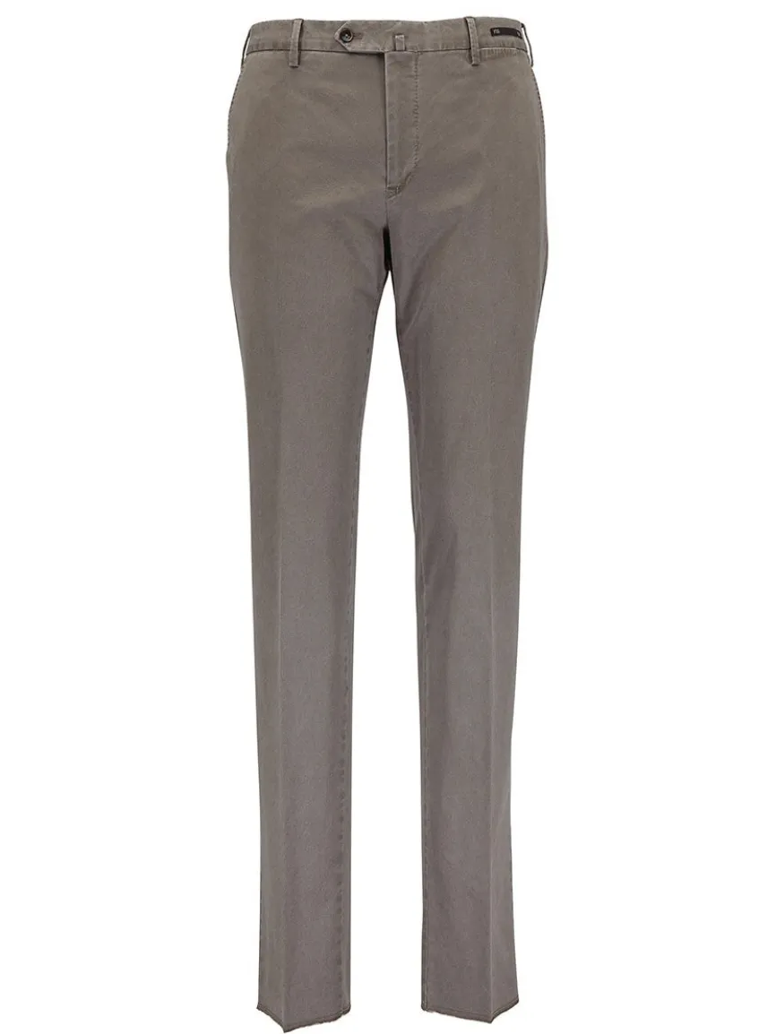 PT01 Délavé Tricotine Stretch Trousers in Taupe Light Brown