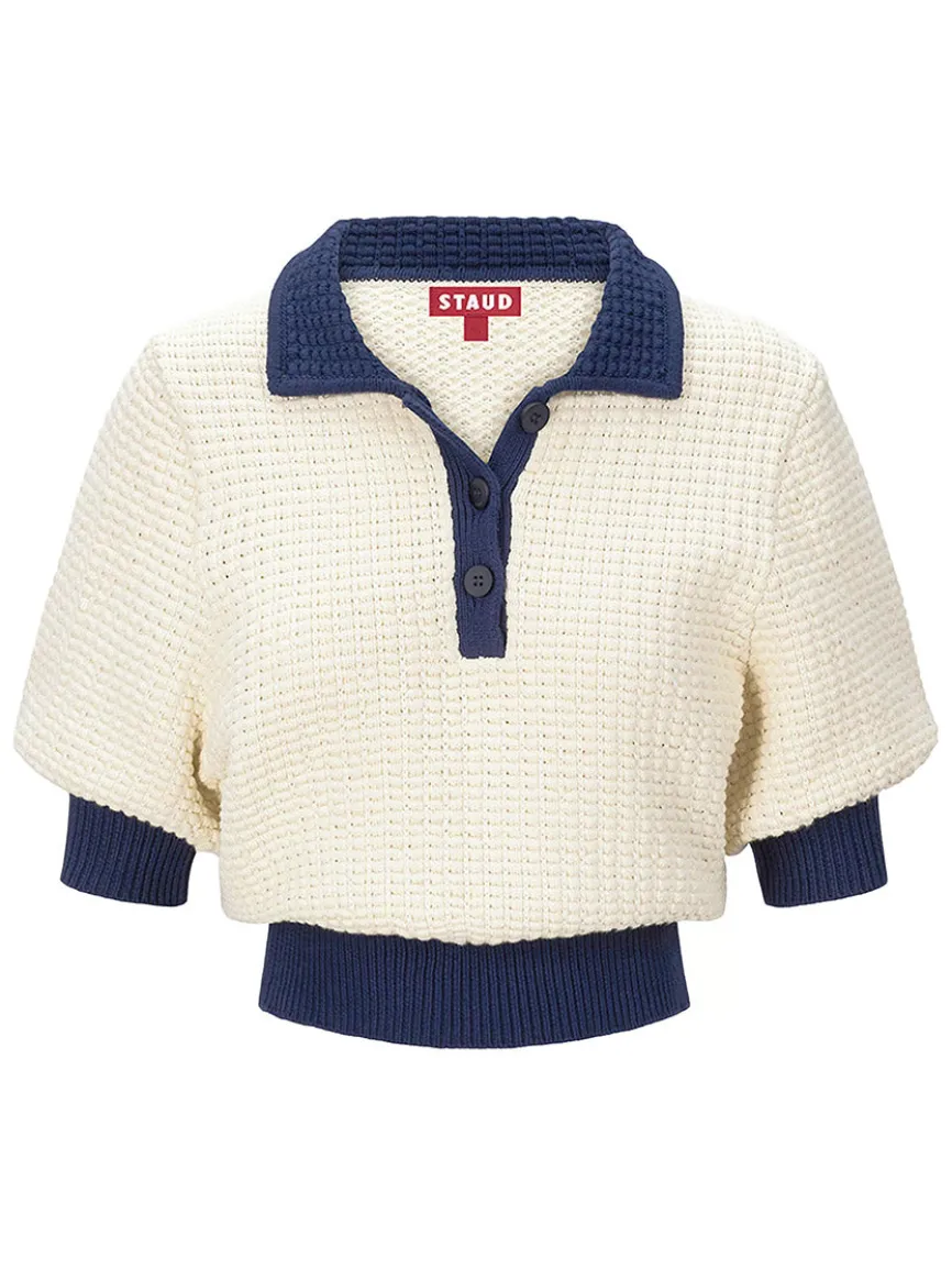 STAUD Altea Sweater in Ivory/Navy