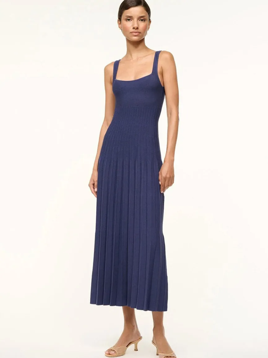 STAUD Ellison Sleeveless Dress in Navy