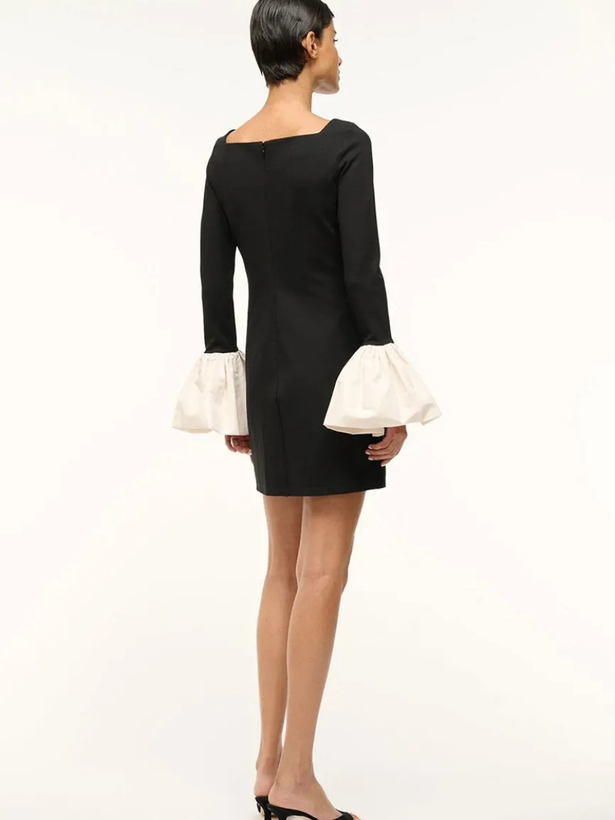 STAUD Hawthorne Dress in Black/Ivory