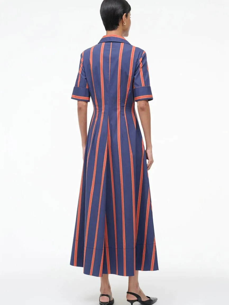 STAUD Joan Maxi Dress in Railroad Stripe
