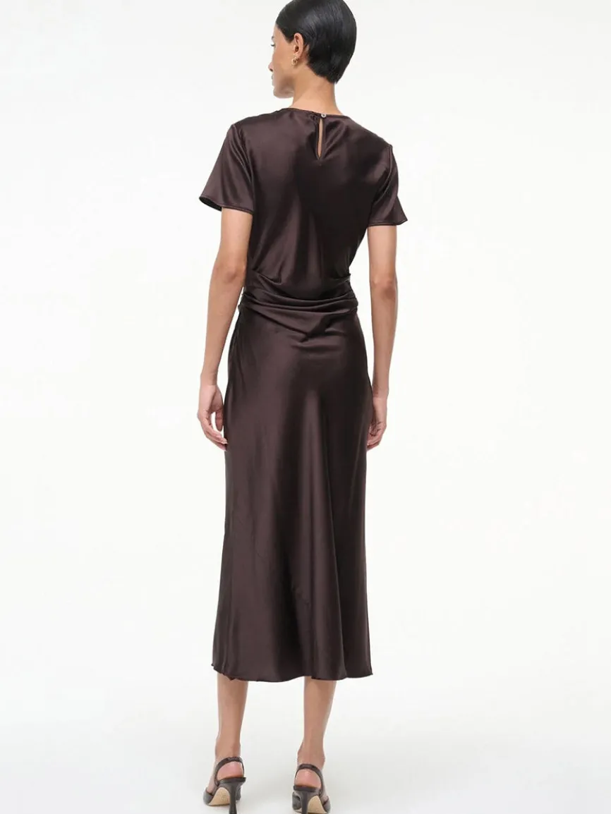 STAUD Marcel Silk Dress in Earth