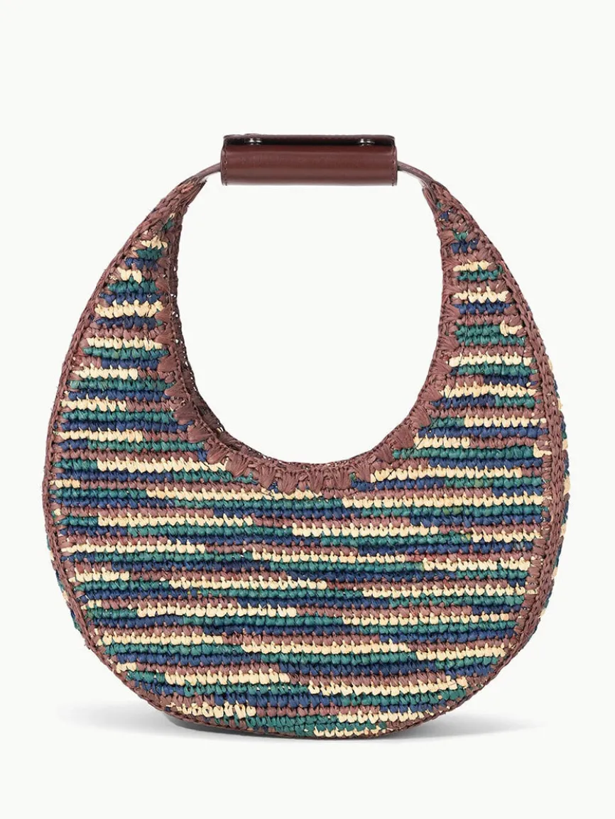 STAUD Moon Raffia Tote in Mixed Raffia