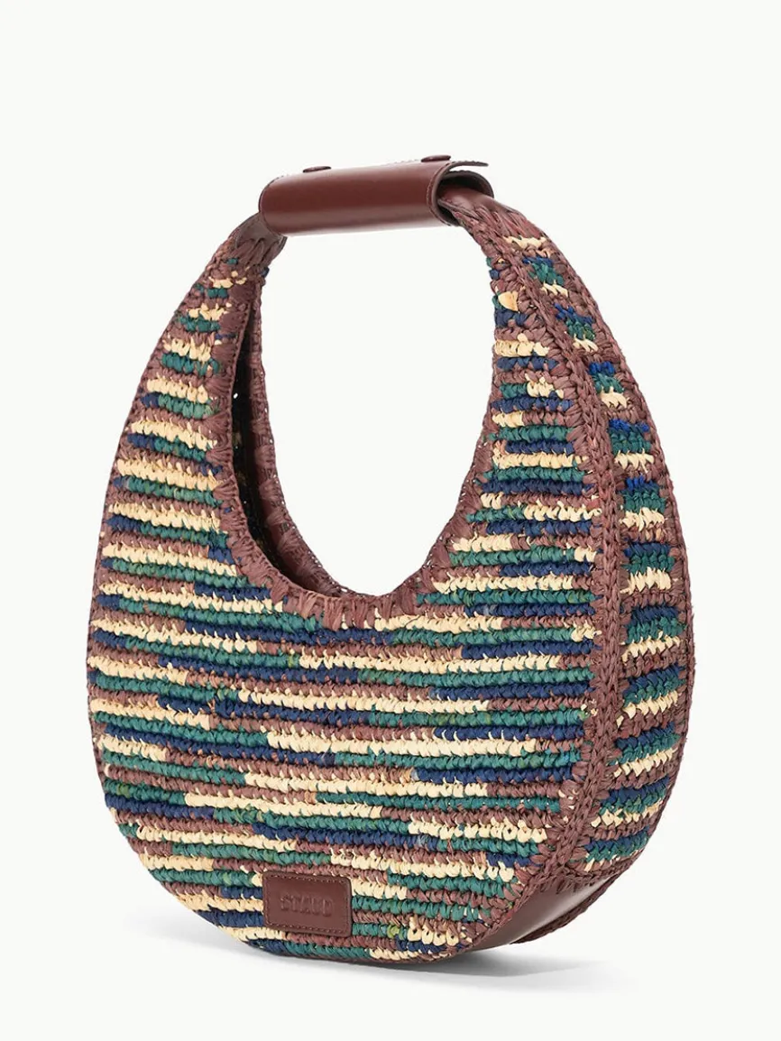 STAUD Moon Raffia Tote in Mixed Raffia