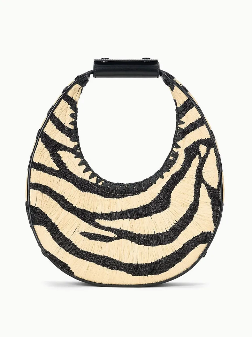 STAUD Moon Raffia Tote Bag in Zebra
