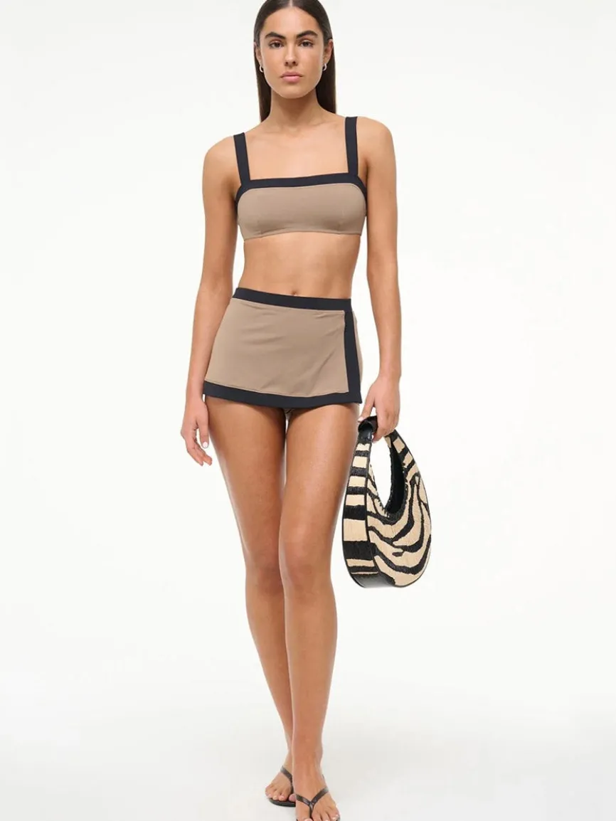 STAUD Moon Raffia Tote Bag in Zebra