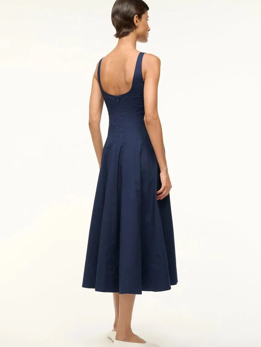 STAUD Wells Sleeveless Dress in Navy
