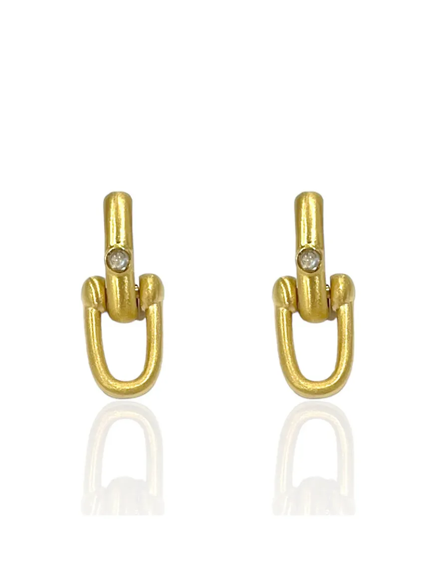 Tat2 Designs Brioni Horseshoe Earrings in Gold